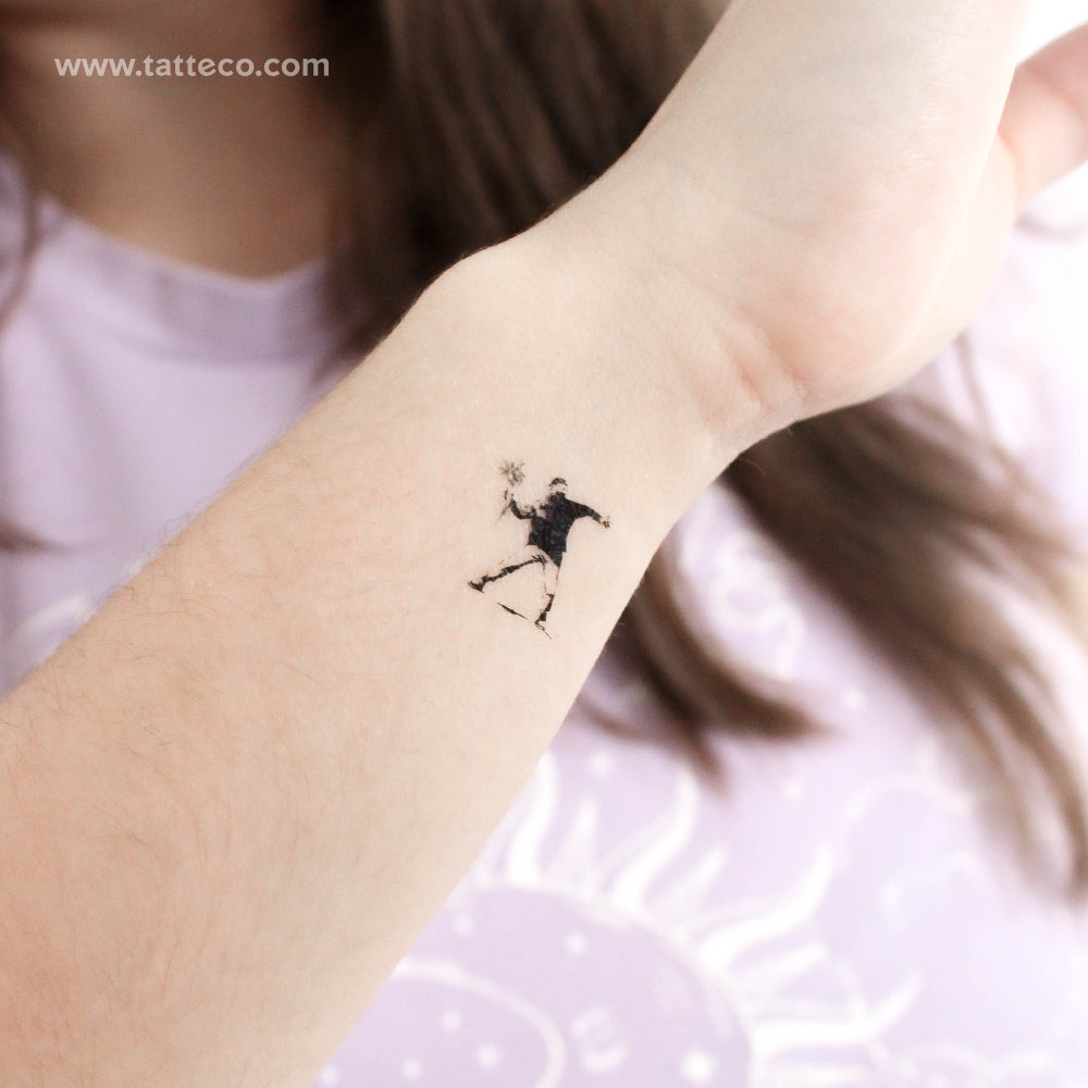 Tiny Flower Thrower Temporary Tattoo - Set of 3