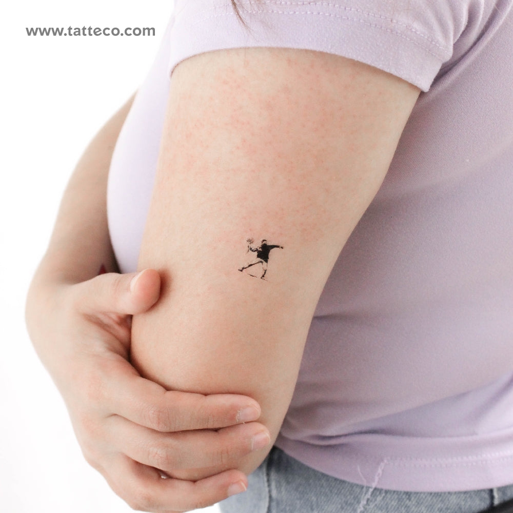 Tiny Flower Thrower Temporary Tattoo - Set of 3