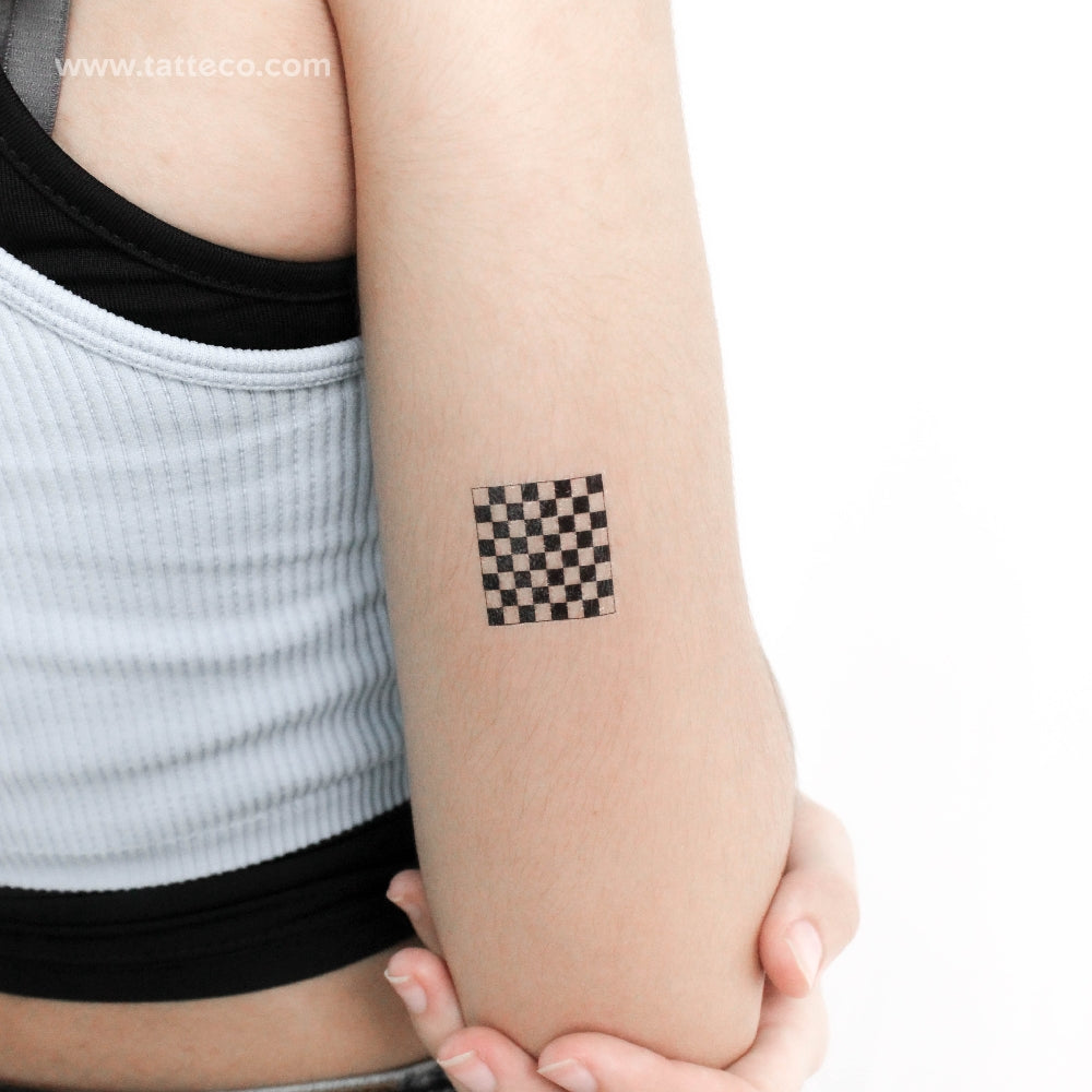 Chess Board Temporary Tattoo - Set of 3