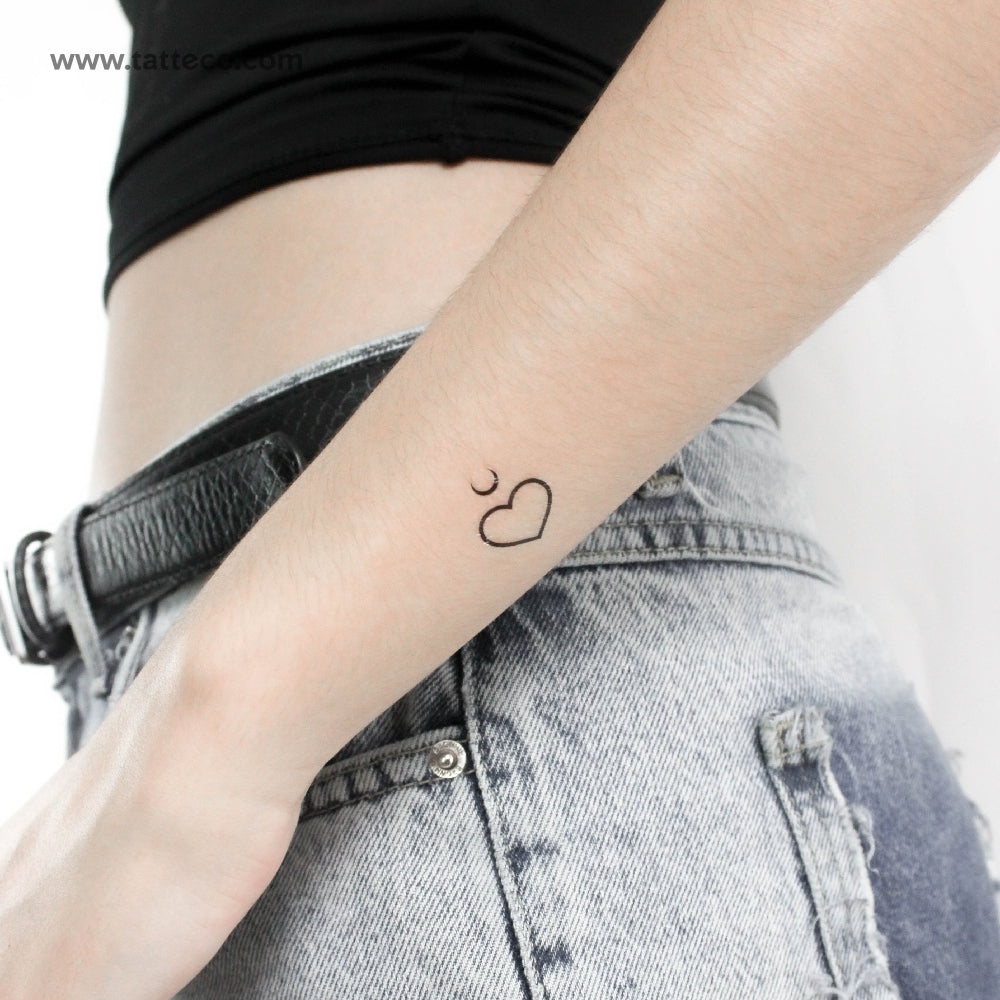 Heart Moon Temporary Tattoo - Set of 3