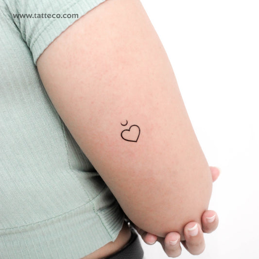 Tatuaje temporal de corazón y luna - Juego de 3