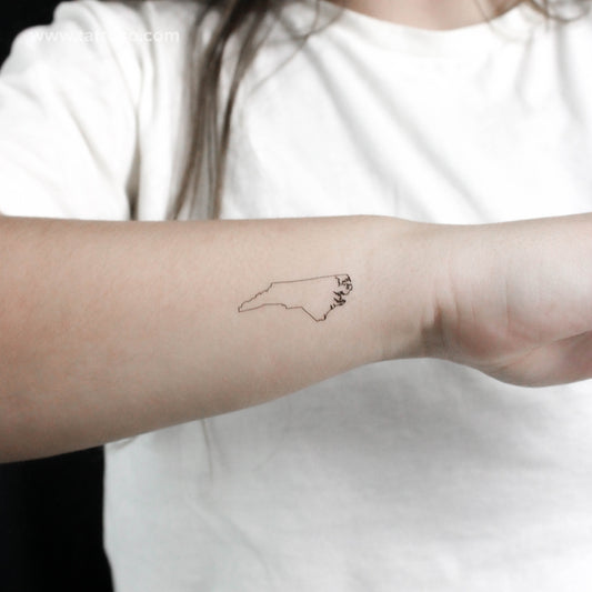 Tatuaje temporal del contorno del mapa de Carolina del Norte (juego de 3)