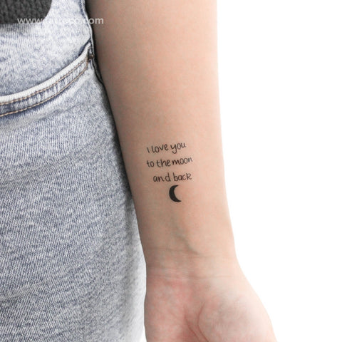 I Love You To The Moon And Back Temporary Tattoo - Set of 3