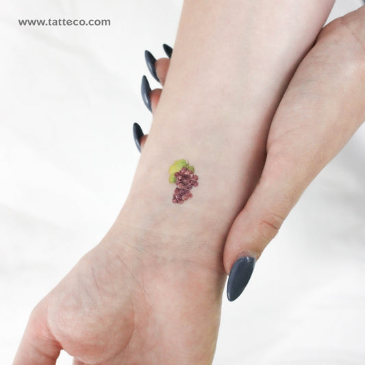 Tatuaje temporal de uvas en acuarela (juego de 3)