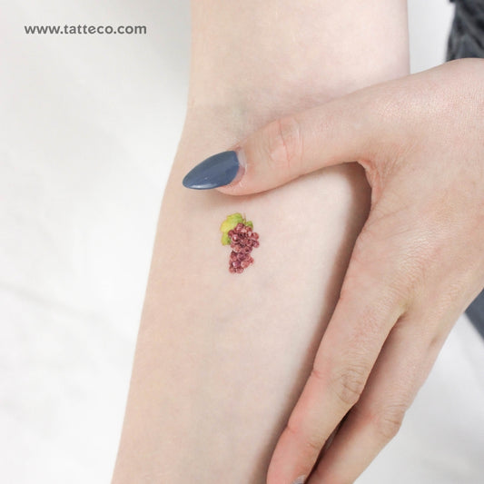 Tatuaje temporal de uvas en acuarela (juego de 3)