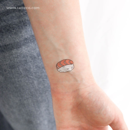Tatuaje temporal de nigiri de salmón - Juego de 3