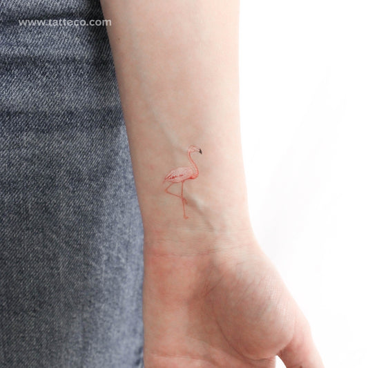 Tatuaje temporal de flamenco rosa - Juego de 3