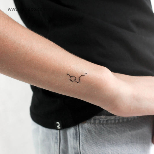 Tatuaje temporal pequeño de la estructura química de la serotonina (juego de 3)