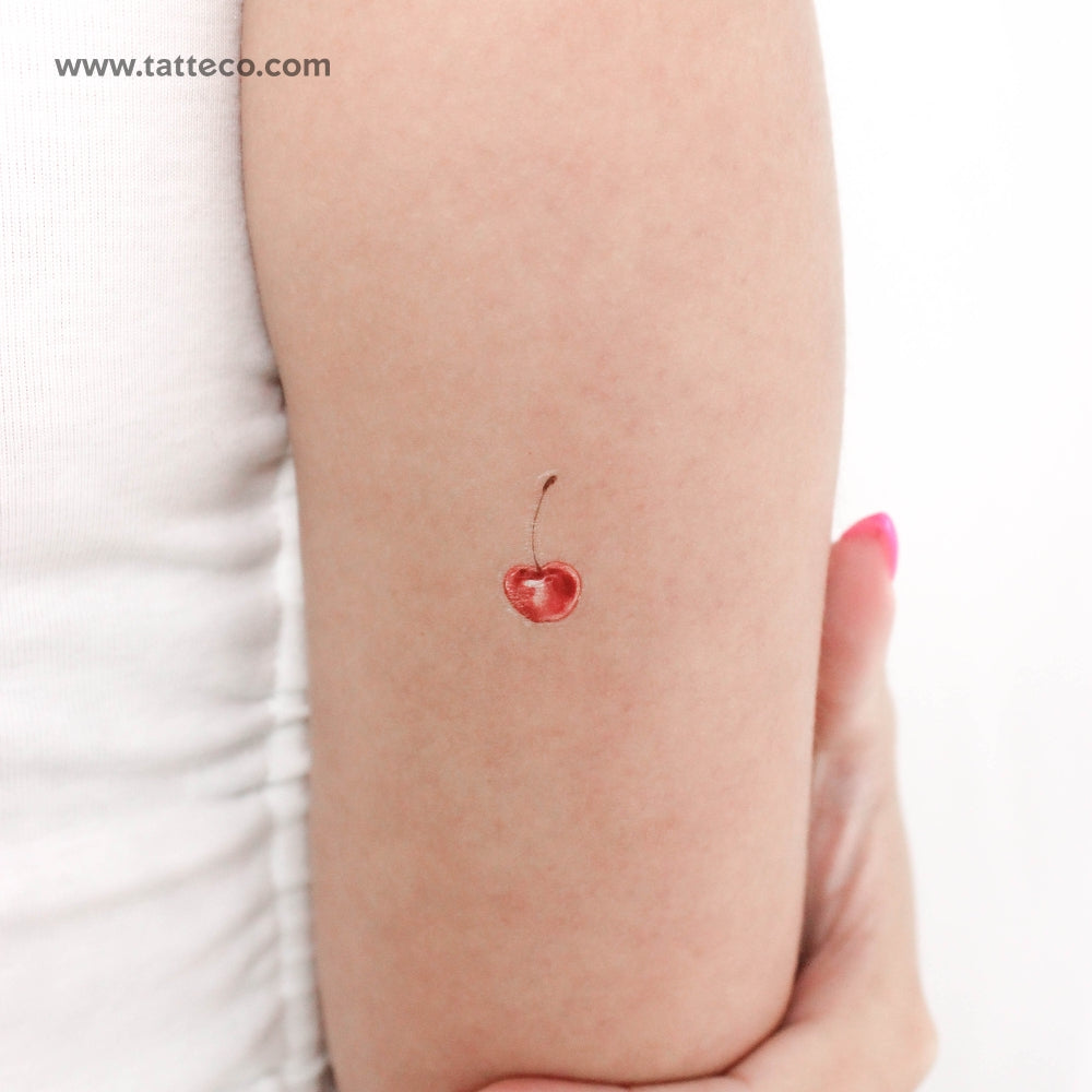 Tatuaje temporal de cereza en acuarela (juego de 3)