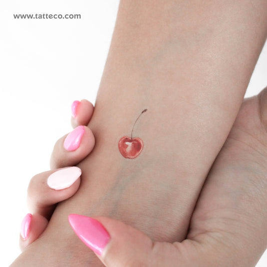 Tatuaje temporal de cereza en acuarela (juego de 3)