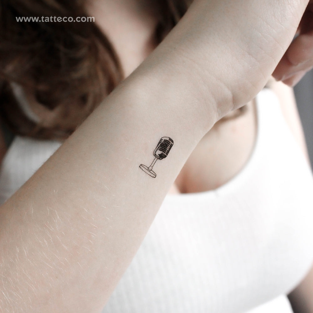 Tatuaje temporal de micrófono pequeño (juego de 3)