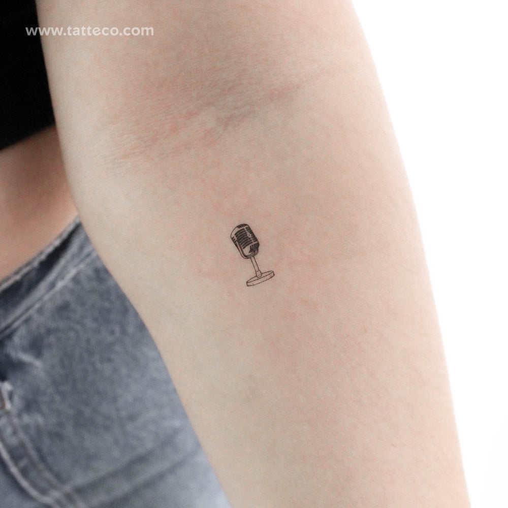 Tatuaje temporal de micrófono pequeño (juego de 3)