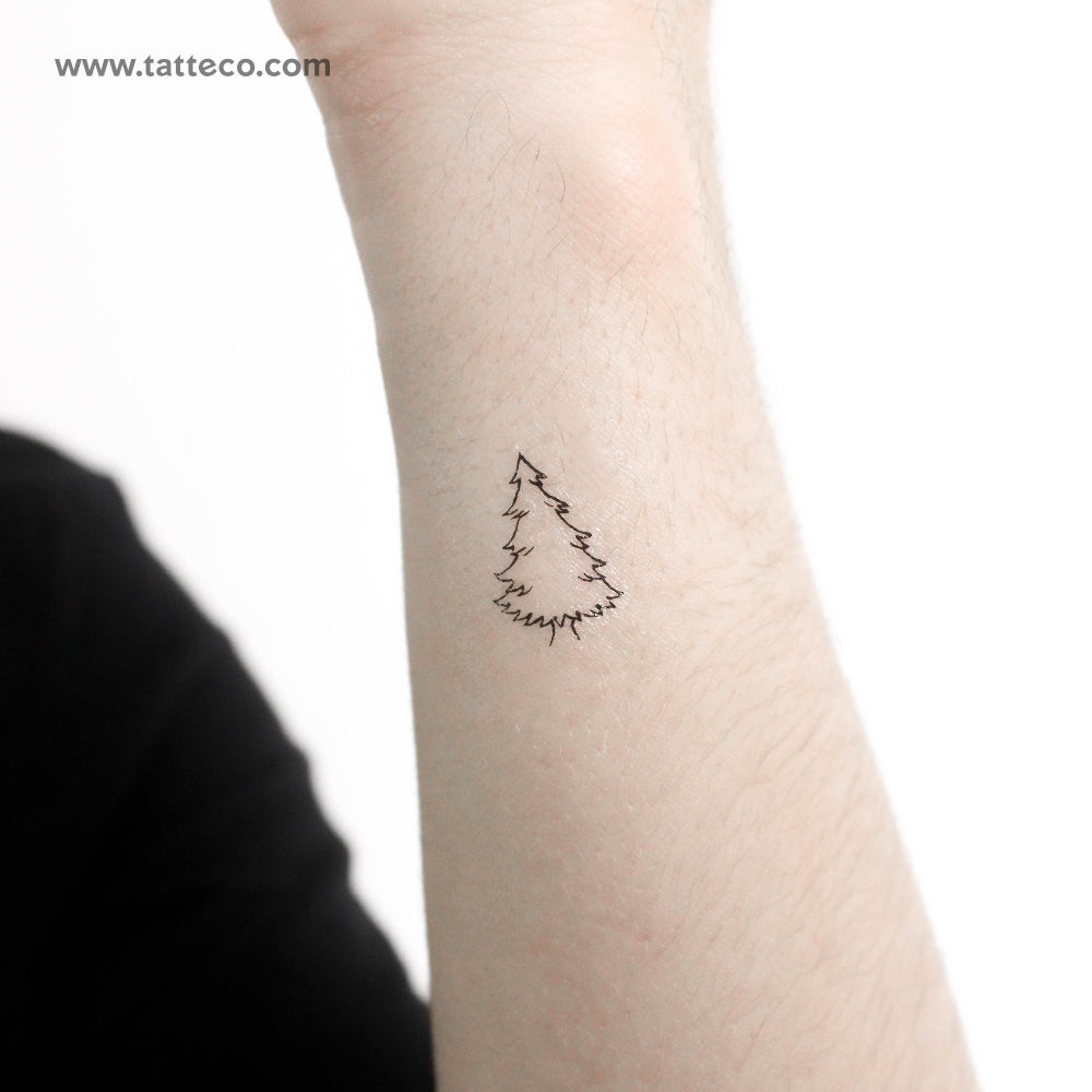 Fine Line Pine Tree Temporary Tattoo - Set of 3