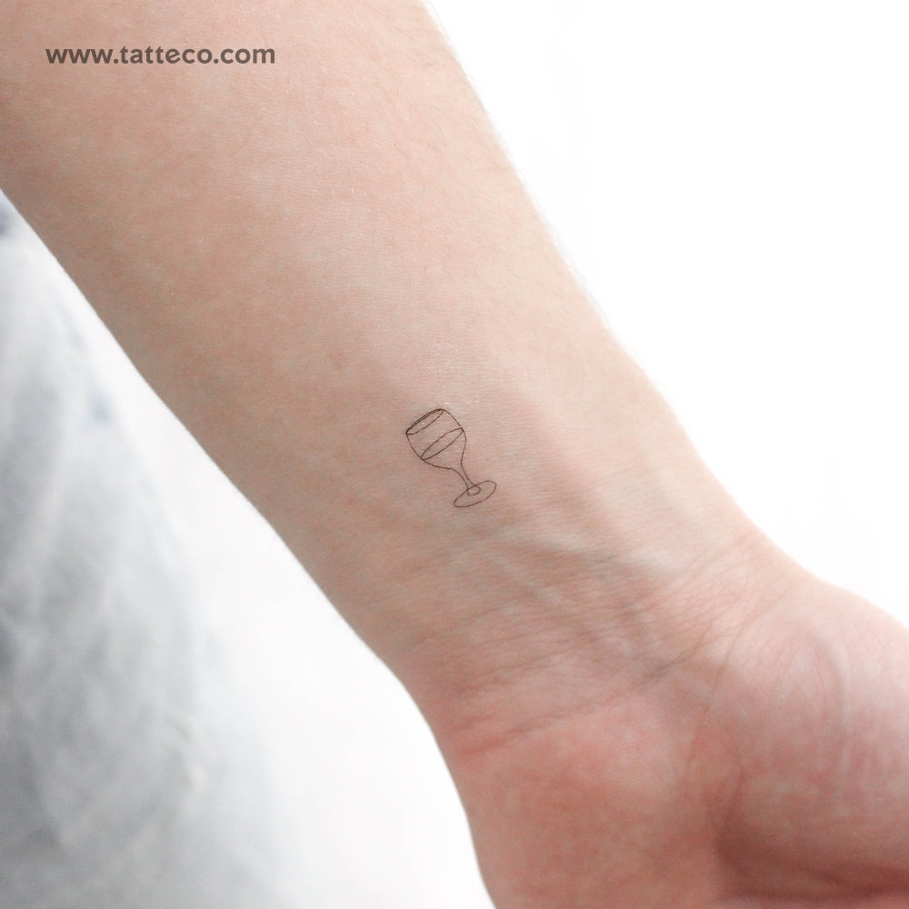Tatuaje temporal minimalista de copa de vino (juego de 3)