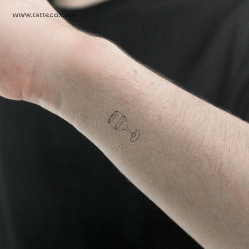 Tatuaje temporal minimalista de copa de vino (juego de 3)