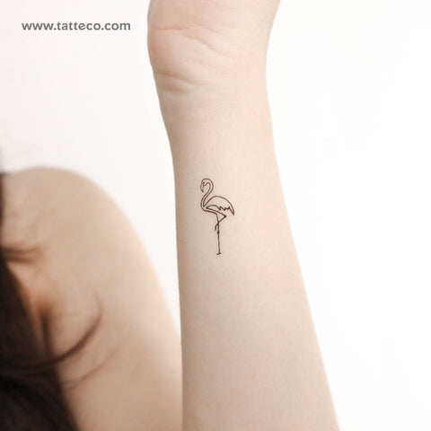 Single Line Flamingo Temporary Tattoo - Set of 3