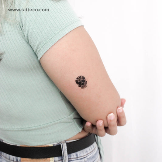 Tatuaje temporal pequeño de calavera de azúcar negra (juego de 3)