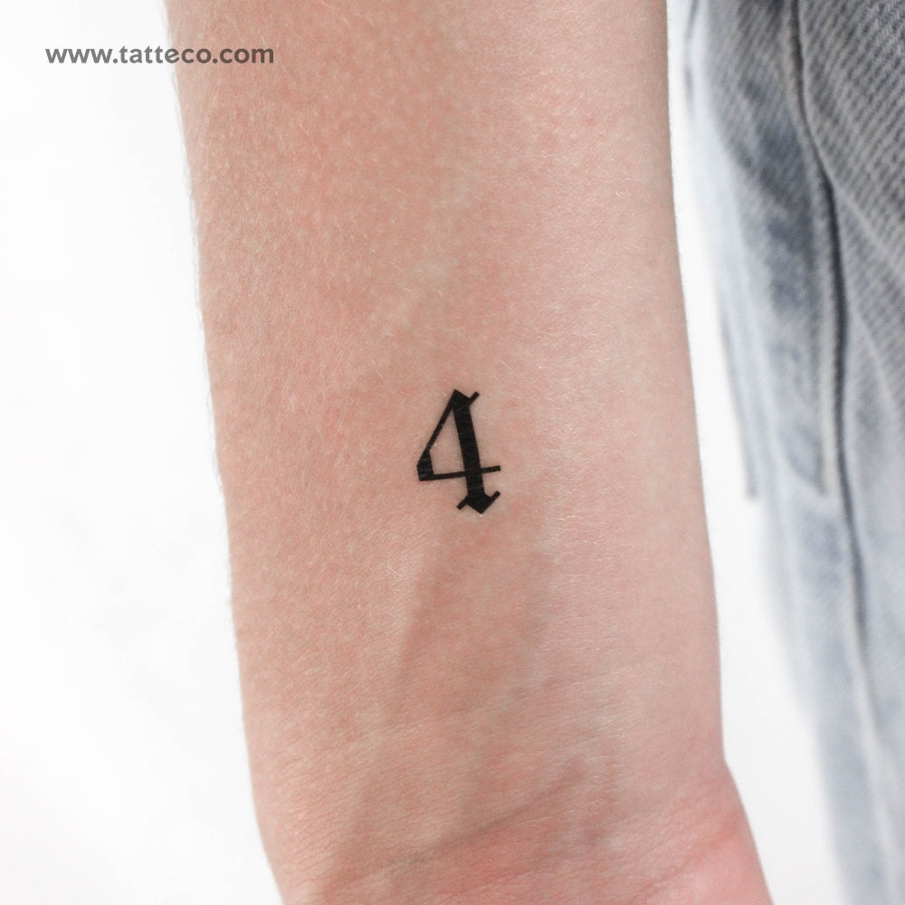 Gothic Style Number 4 Temporary Tattoo - Set of 3