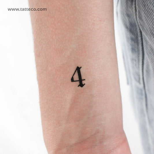 Gothic Style Number 4 Temporary Tattoo - Set of 3