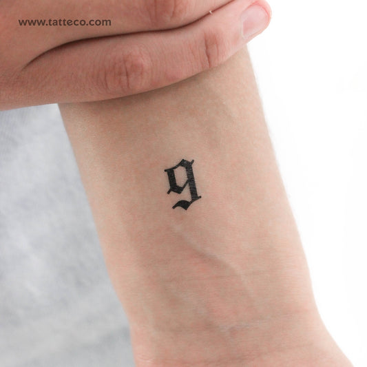 Gothic Style Number 9 Temporary Tattoo - Set of 3