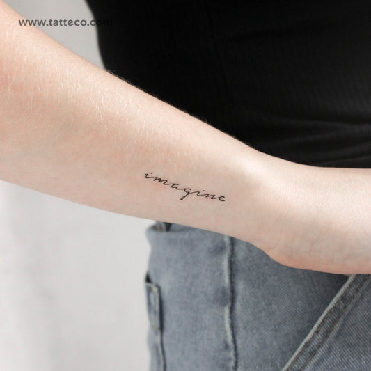 Handwritten Imagine Temporary Tattoo - Set of 3
