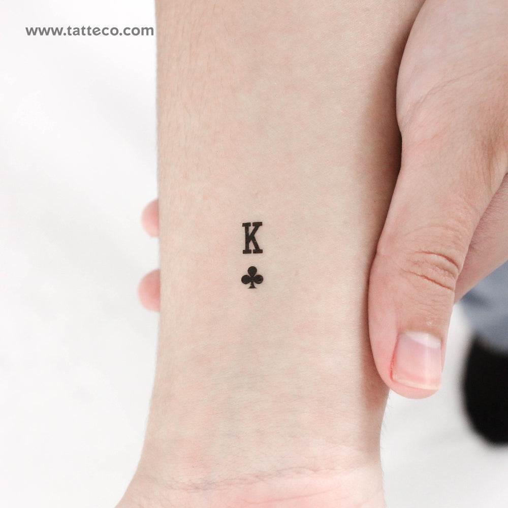 Small King Of Clubs Temporary Tattoo - Set of 3
