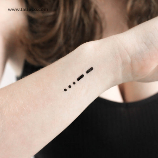 Morse Code 3 Temporary Tattoo - Set of 3