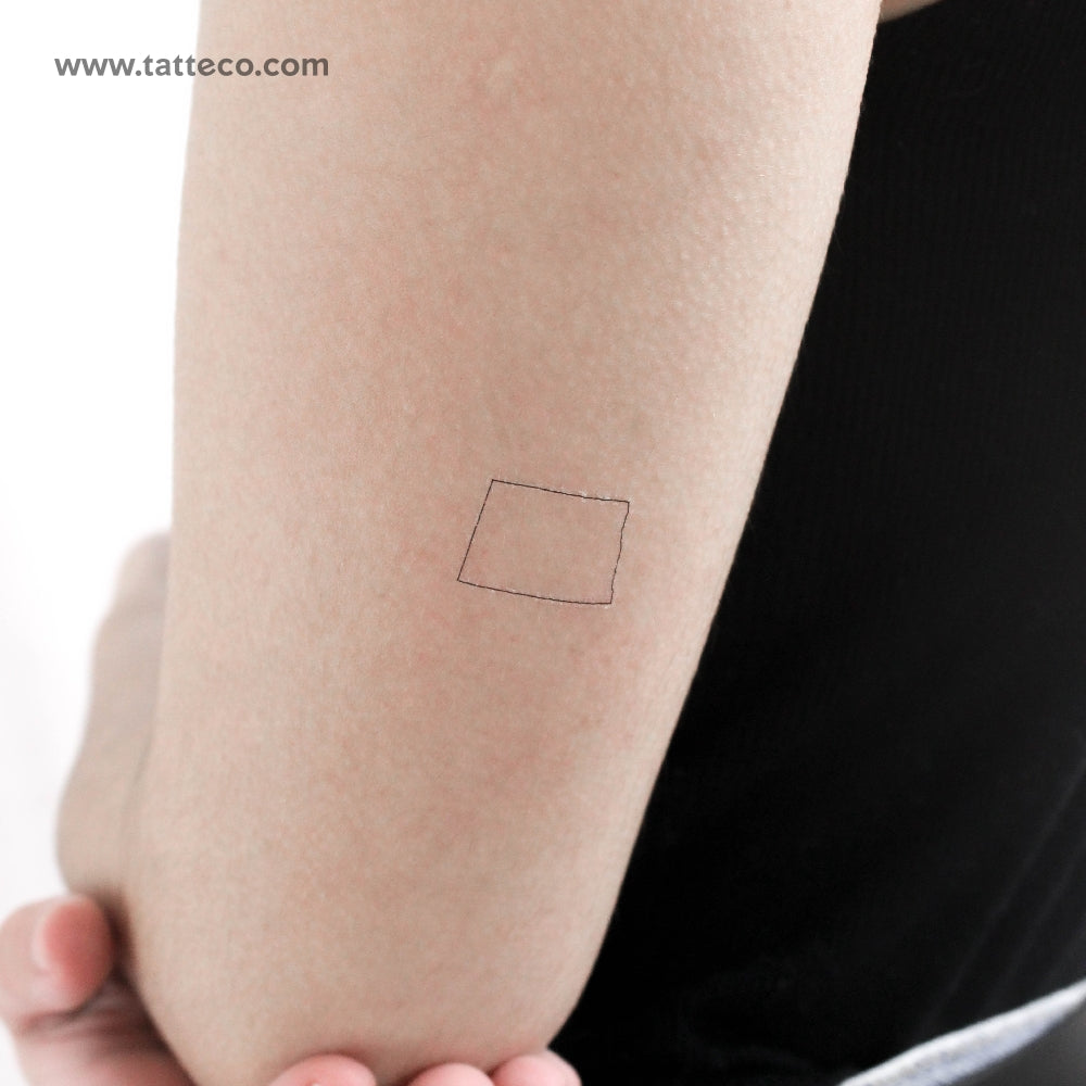 North Dakota Map Outline Temporary Tattoo - Set of 3