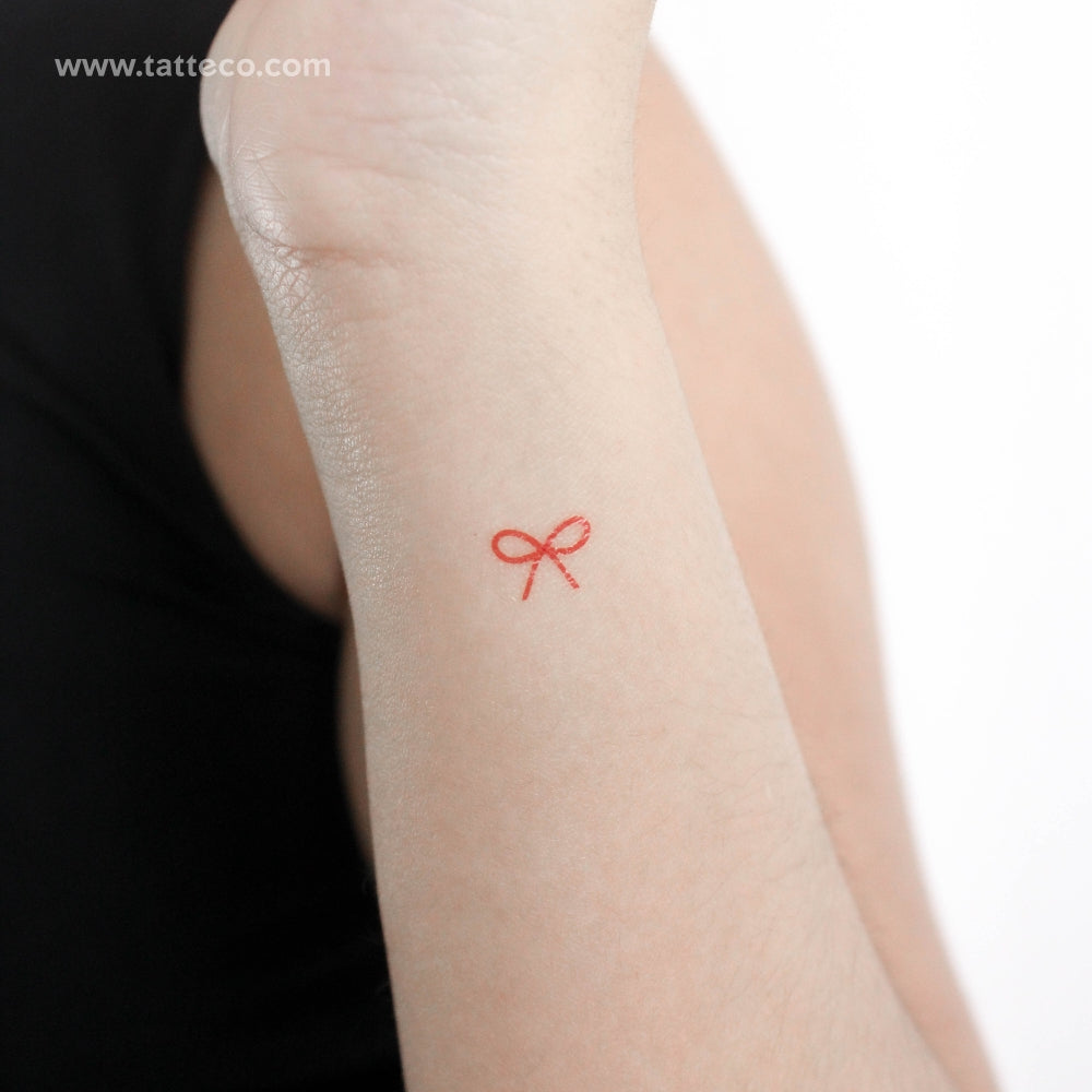 Tatuaje temporal de lazo rojo - Juego de 3