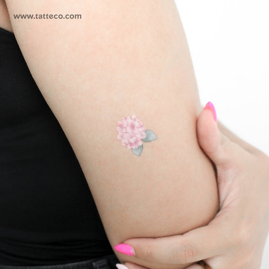 Pink Hydrangea Temporary Tattoo - Set of 3