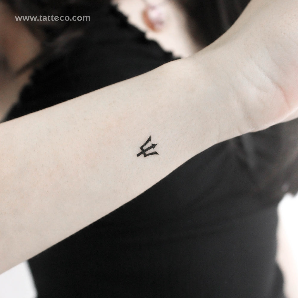 Tiny Barbados Trident Temporary Tattoo - Set of 3