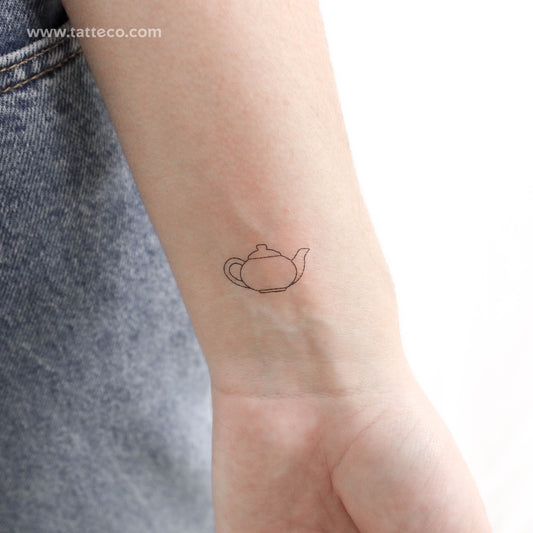 Tatuaje temporal de tetera de línea fina - Juego de 3