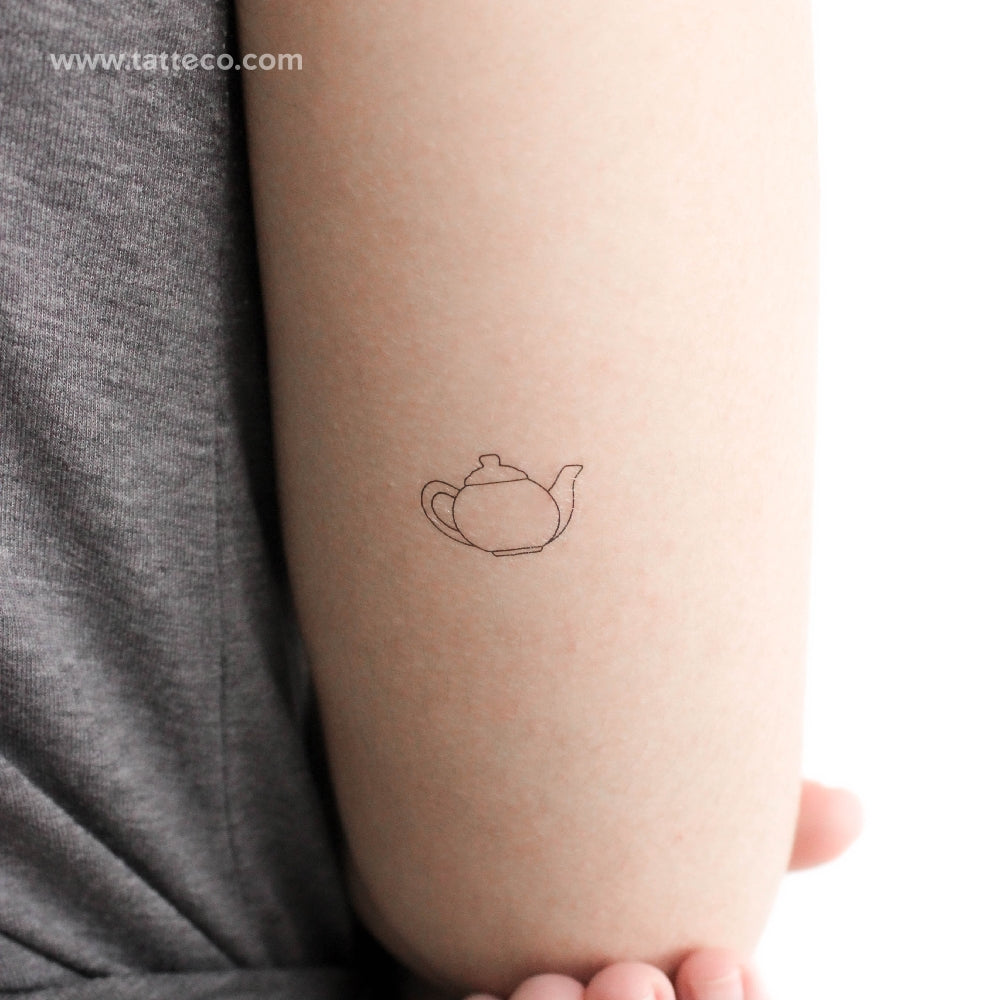 Tatuaje temporal de tetera de línea fina - Juego de 3