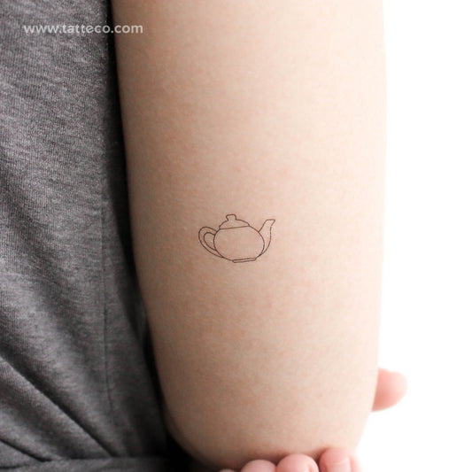 Tatuaje temporal de tetera de línea fina - Juego de 3