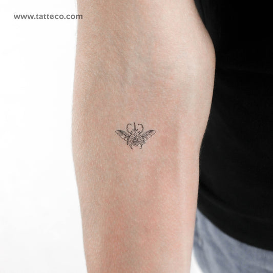 Tatuaje temporal de escarabajo Hércules volador - Juego de 3