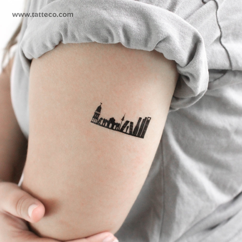 Tatuaje temporal del horizonte de Madrid - Juego de 3