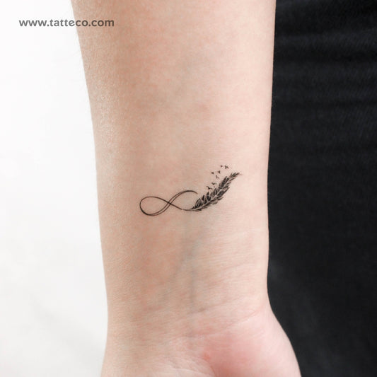 Feather Infinity Symbol Temporary Tattoo - Set of 3