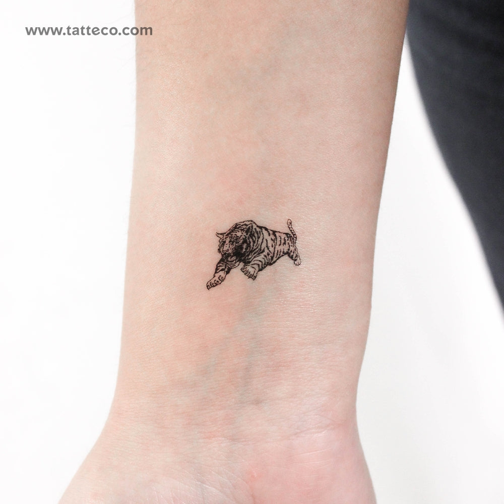 Tatuaje temporal de tigre saltando (juego de 3)