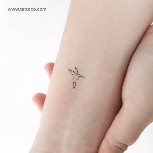 Single Line Hummingbird Temporary Tattoo - Set of 3