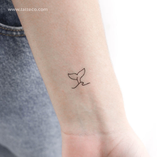 Wave And Whale Tail Temporary Tattoo - Set of 3