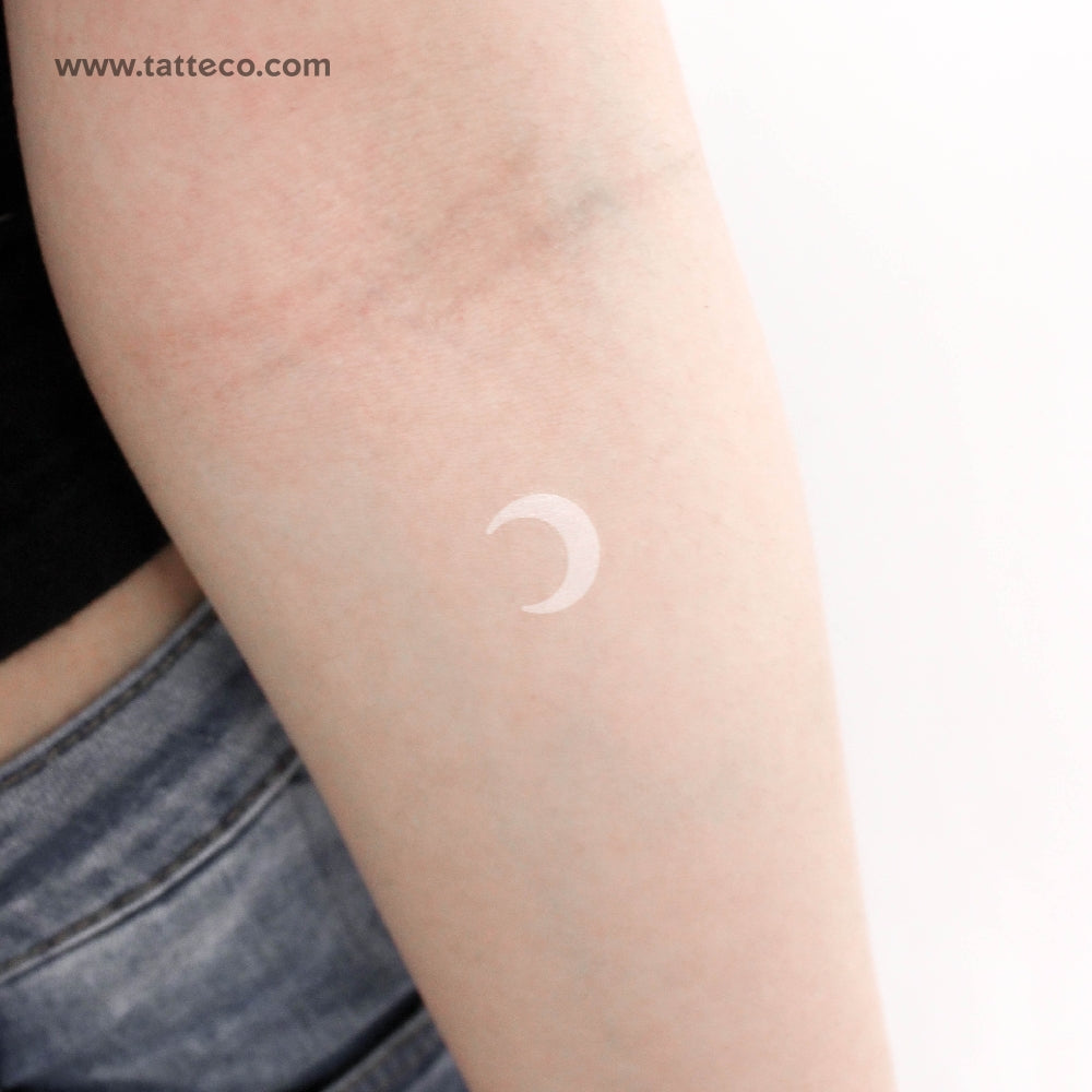 White Crescent Moon Temporary Tattoo - Set of 3