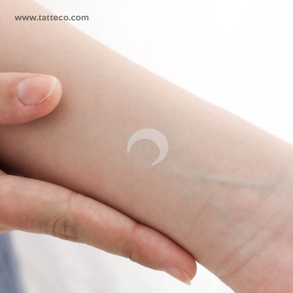 White Crescent Moon Temporary Tattoo - Set of 3