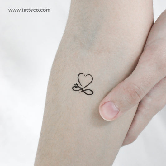 Paw Print Infinity Heart Temporary Tattoo - Set of 3