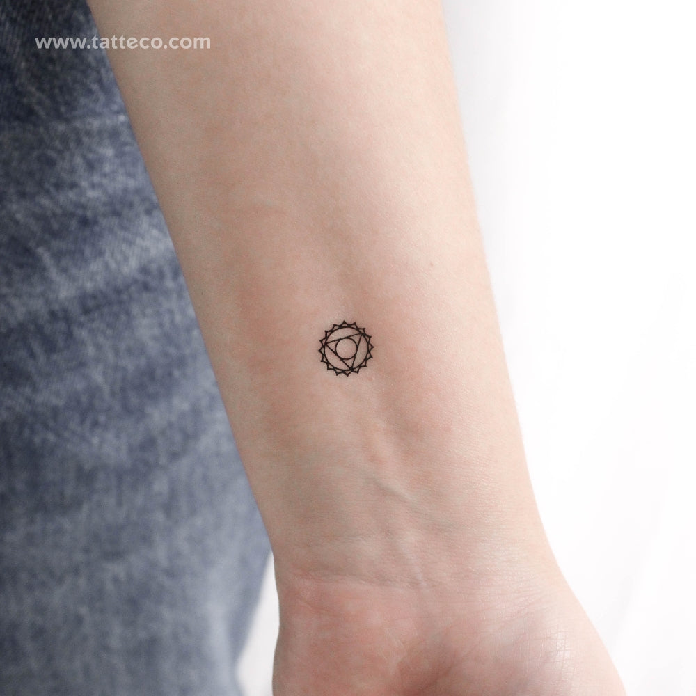 Tatuaje temporal pequeño del chakra Vishuddha (juego de 3)