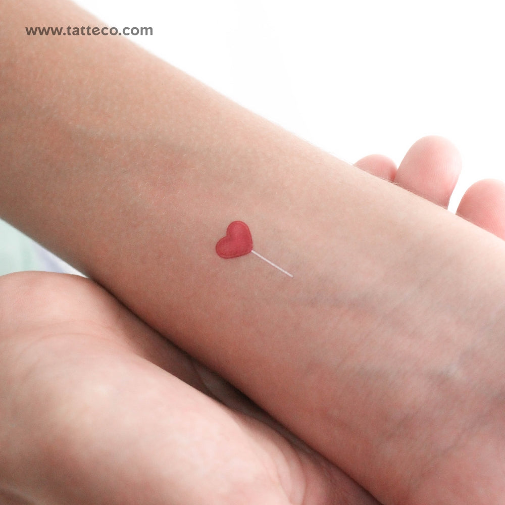 Heart Lollipop Temporary Tattoo - Set of 3