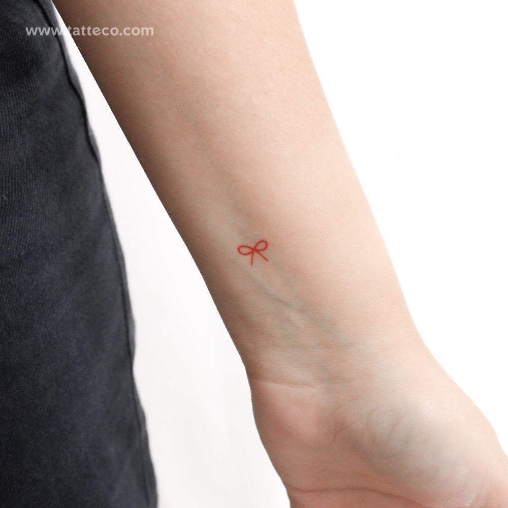 Tatuaje temporal de lazo rojo - Juego de 3