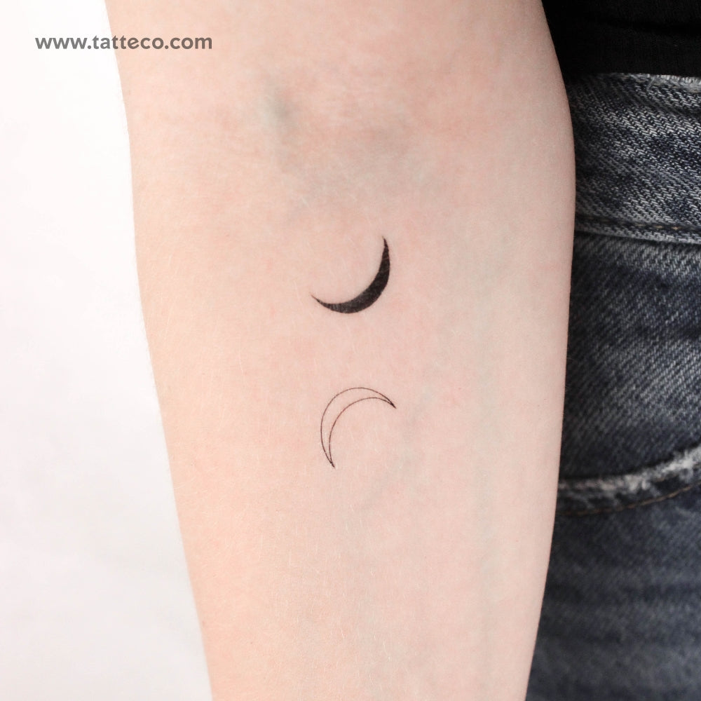 Tatuaje temporal de pareja en media luna - Juego de 3