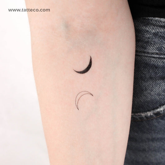 Tatuaje temporal de pareja en media luna - Juego de 3