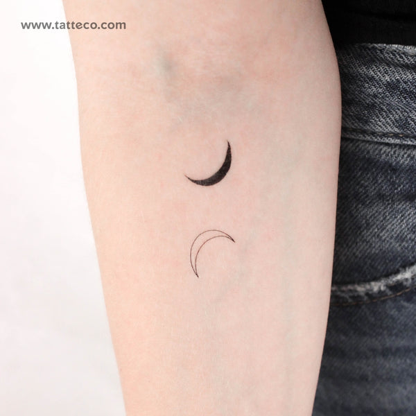 Crescent Couple Temporary Tattoo - Set of 3