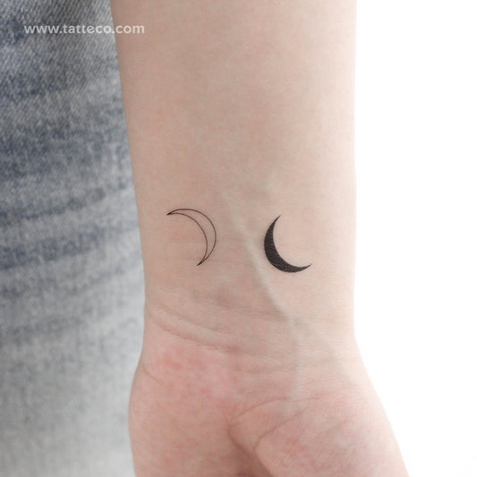 Tatuaje temporal de pareja en media luna - Juego de 3